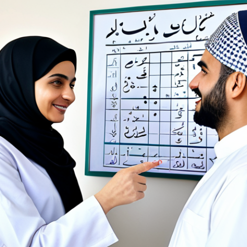 Modern Healthcare Setting**

"A friendly Arab doctor in a clean, modern clinic consulting with a female patient wearing a hijab. The doctor is explaining the benefits of acupuncture while pointing to a chart illustrating meridian points. The clinic has calming colors and displays Arabic calligraphy art. Fully clothed, professional setting, appropriate attire, safe for work, perfect anatomy, natural proportions, family-friendly, high quality, professional photography."

**