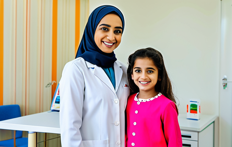 한방병원 입원 환자 후기 - **Prompt:** A skilled female doctor, wearing a hijab and a clean white coat, smiling warmly at a you...