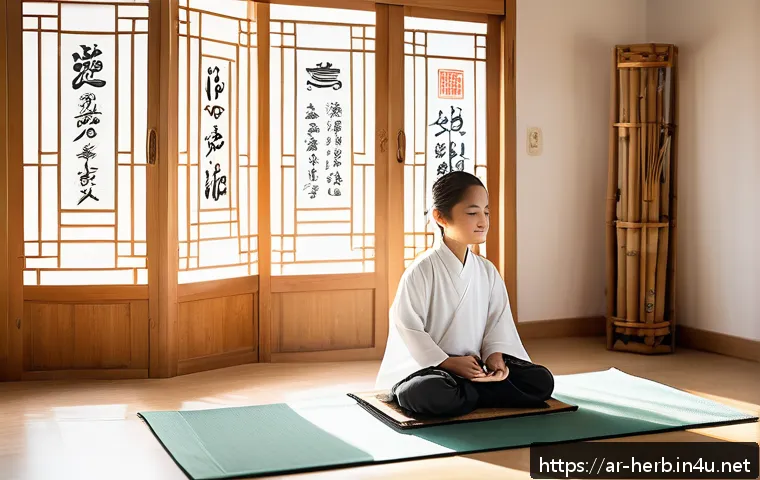소아 성장 발달 한방 치료 사례 - A serene therapy room decorated with traditional Chinese elements such as calligraphy scrolls and ba...